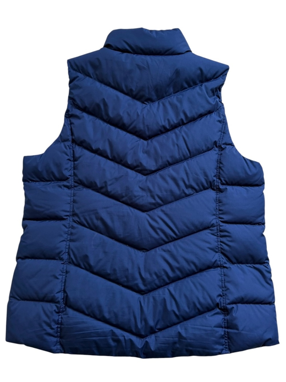 Lands End Women’s 600 Fill Down Puffer Vest 14/16 Blue Chevron Quilted Winter - Picture 5 of 6